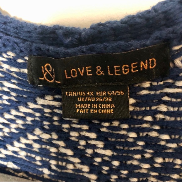 Love & Legend Blue and White Knit Cardigan - Picture 3 of 4